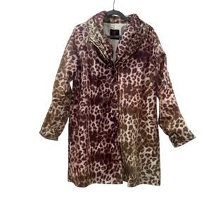 Adrienne Landau Cheetah Print Rain Jacket – Size Small